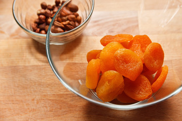 Dried apricots in the bowl