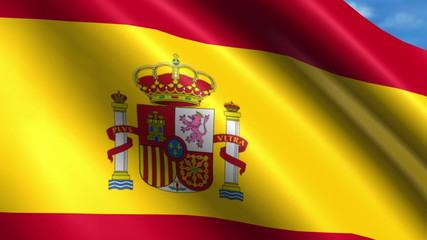 Looping Spanish Flag animation with sky background