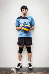 Asian Volleyball Athlete With Ball - 67593850