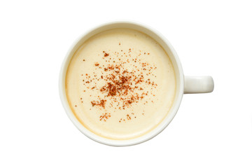 latte art - isolated cup of coffee with cinnamon
