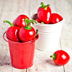 red hot chilli peppers in little buckets