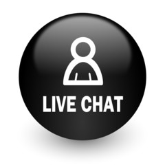 live chat black glossy internet icon