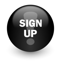 sign up black glossy internet icon
