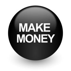 make money black glossy internet icon