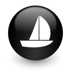 yacht black glossy internet icon