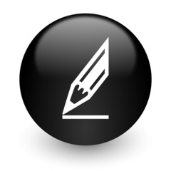 pencil black glossy internet icon