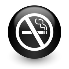 no smoking black glossy internet icon