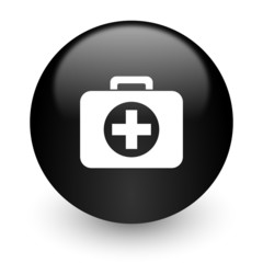 first aid black glossy internet icon
