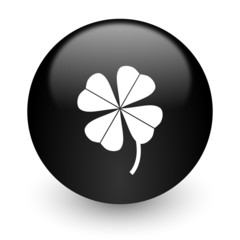 four-leaf clover black glossy internet icon