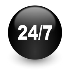 24/7 black glossy internet icon