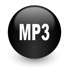 mp3 black glossy internet icon