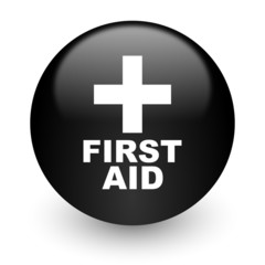 Obraz premium first aid black glossy internet icon