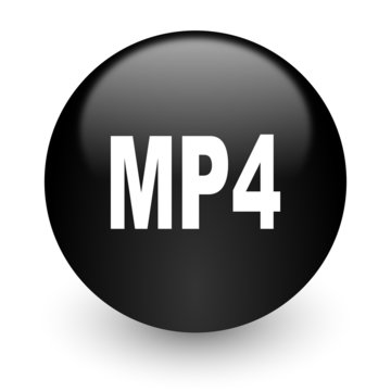 mp4 black glossy internet icon