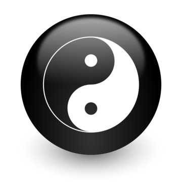 ying yang black glossy internet icon