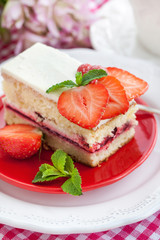 Piece of  strawberry cake