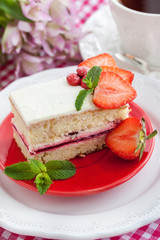 Piece of  strawberry cake