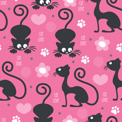 cat love pattern vector illustration