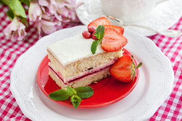 Piece of  strawberry cake