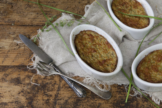 vegan vegetables souffle with vintage rustic background