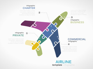 Airline concept infographic template with plane