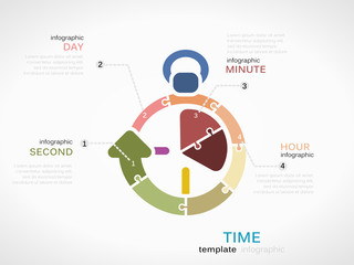 Time concept infographic template with clock