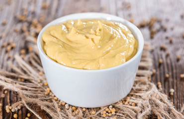 Mustard in a small bowl