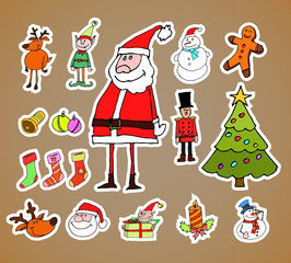 Christmas set.hand drawn Vector