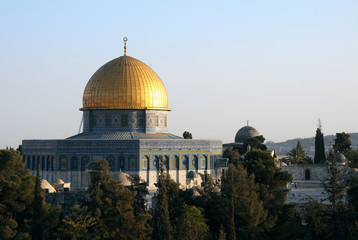 Fototapeta na wymiar Dome of Rock Mosque at Sunset