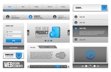 Modern Clean Website Design Elements Grey Blue Gray