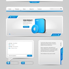 Web UI Controls Elements Gray And Blue