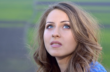 Fototapeta premium Young beautiful woman portrait outdoor