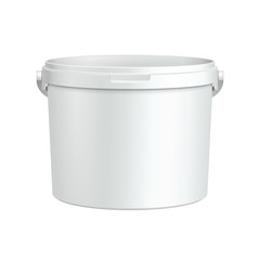 Opened White Tub Paint Plastic Bucket Container