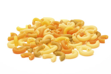 Heap of pasta on white background