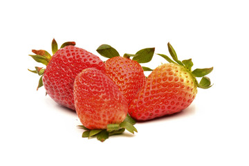 Frech strawberries on white background