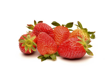 Frech strawberries on white background