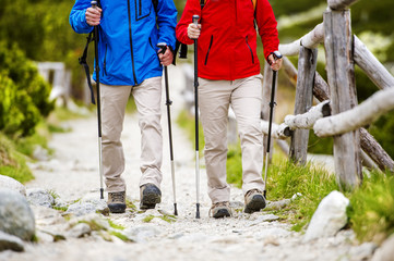 Senior couple hiking