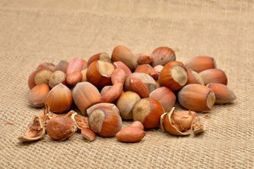 Nuts on old canvas