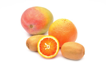 Exotic fruits on white background