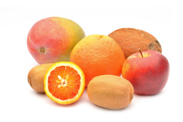 Exotic fruits on white background