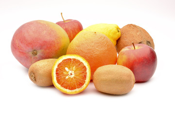 Fototapeta na wymiar Exotic fruits on white background