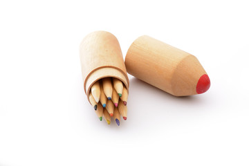 Colour pencils isolated on white background