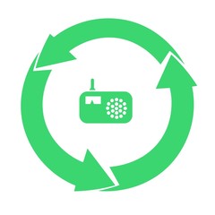 Radio dans symbole recyclage