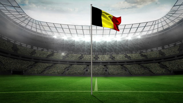 Belgium national flag waving on flagpole
