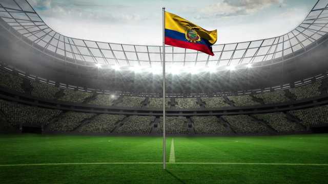 Ecuador national flag waving on flagpole
