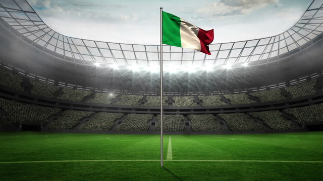 Italy national flag waving on flagpole