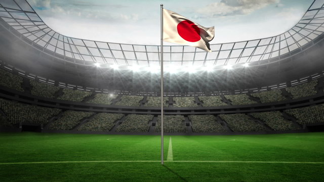 Japan national flag waving on flagpole