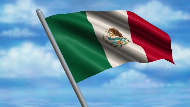 Looping Mexican Flag animation with sky background