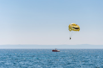 Parasailing over the Adriatic Sea