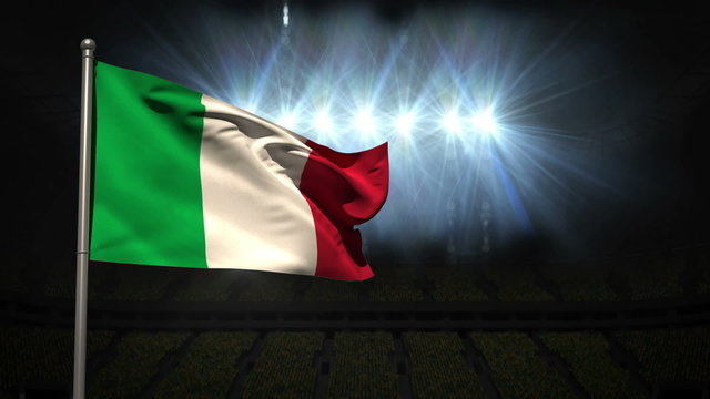 Italy national flag waving on flagpole