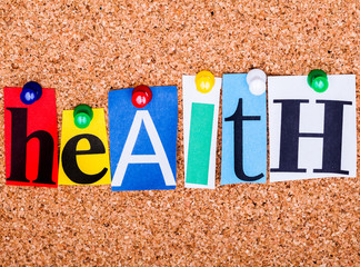 The word HEALTH on a bulletin board